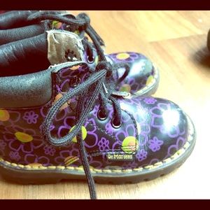 Girls black and floral Dr. Martens